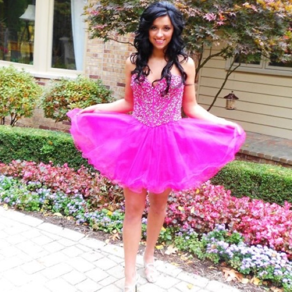 Pink paneled bustier dress